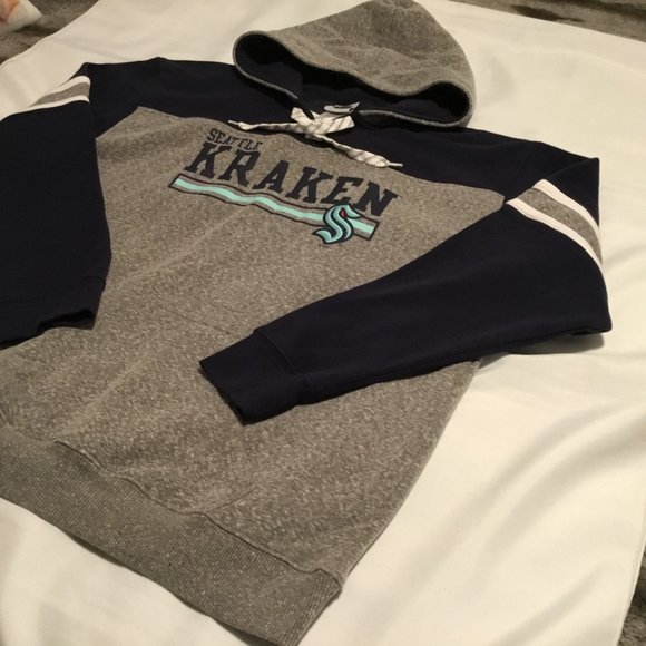 Seattle Kraken NHL Hoodie Navy Blue/Grey Men's XL Lace Up Pocket Pullover EUC - Picture 2 of 9